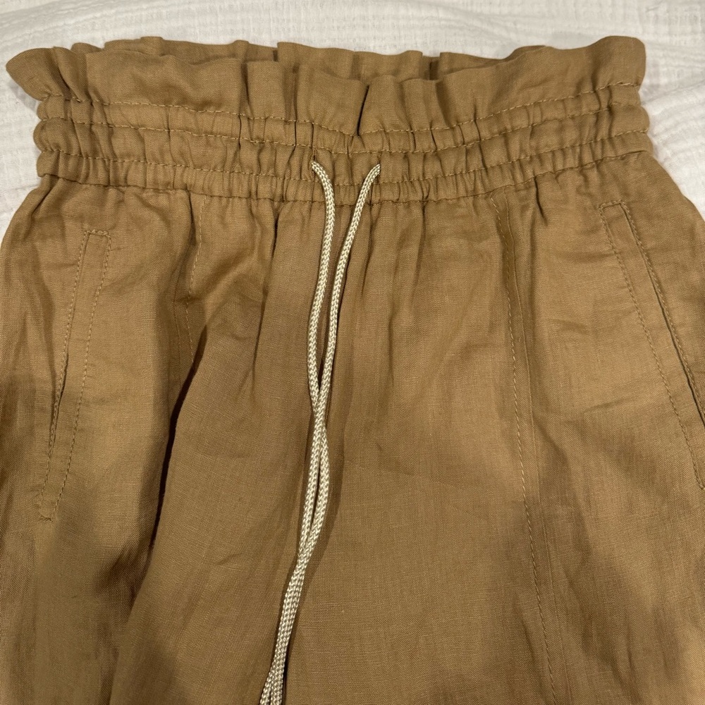 MARELLA fade drawstring paper bag Camel khaki Wide-Leg Pants linen resort beach - Picture 3 of 8